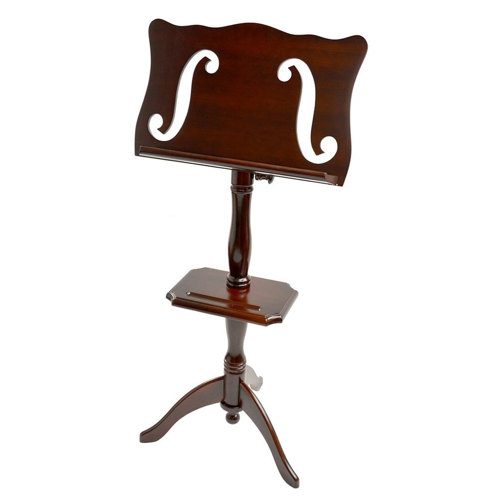  Frederick Adjustable Music Stand with Rack - Cherry Mahogany - F-Hole Style 