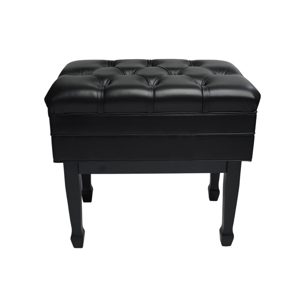 Frederick Deluxe Artist Adjustable Leather Piano Bench with Storage - Ebony Satin 
