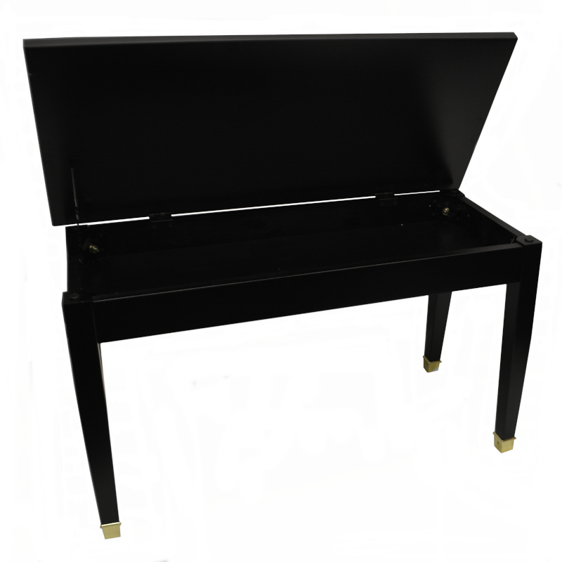 Frederick Professional Studio Hard Top Piano Bench -Ebony Satin w/Brass Ferrules
