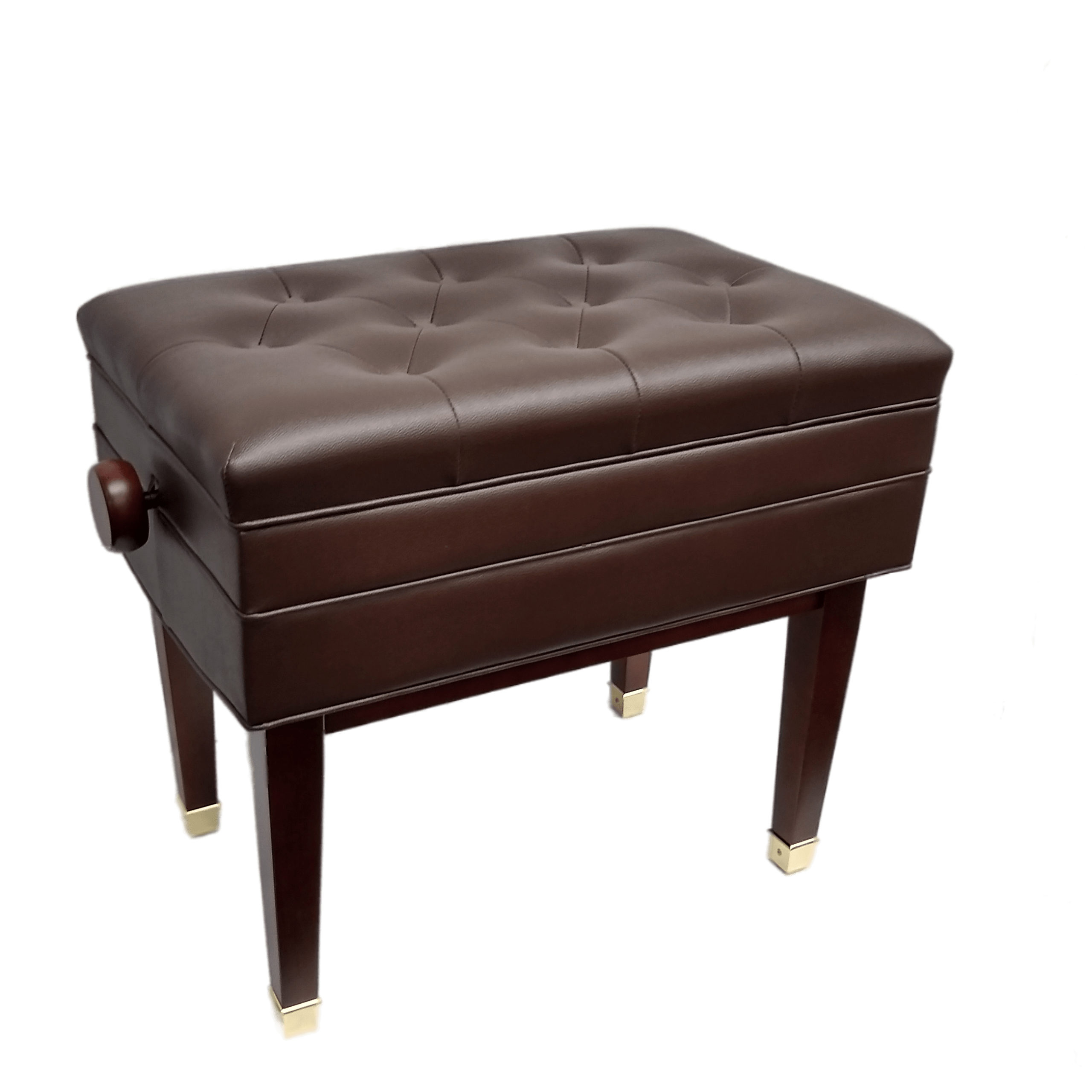 Frederick Adjustable Piano Bench W/music Storage Walnut Satin W/Brass